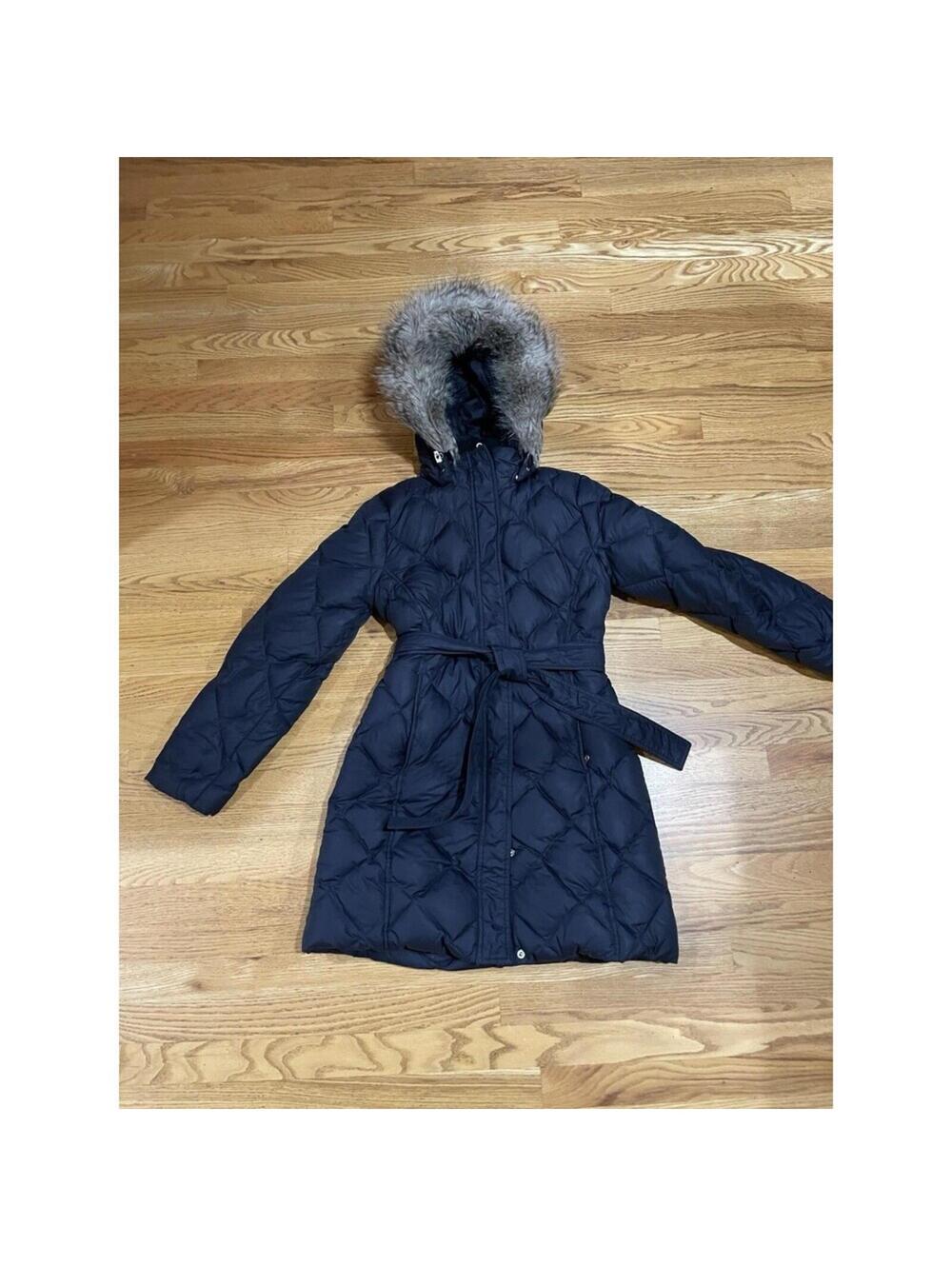 Women’s Eddie Bauer Astoria Down Hooded Parks Coat Black Small 700 Fill Down